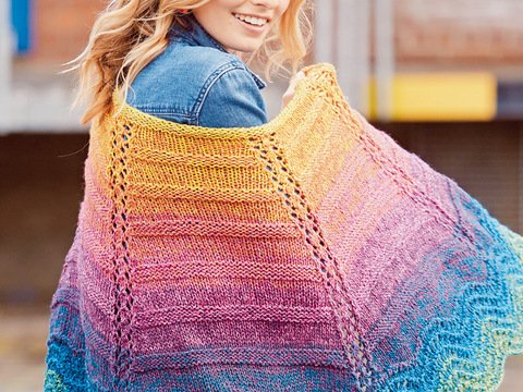 Strickanleitung: Halbrundes Schultertuch mit Farbverlaufsgarn