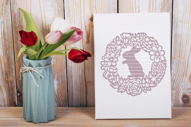 Osterhase Blumenkranz Plotterdatei SVG DXF