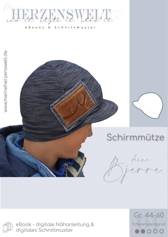 Schirmmütze Kinder Schnittmuster Gr. 44-60 - Bjerre