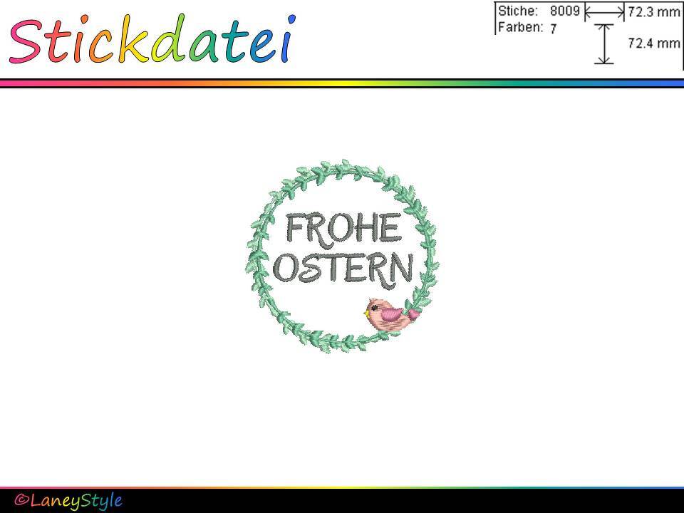 Stickdatei - Stickmotiv "FROHE Ostern - Vögelchen"