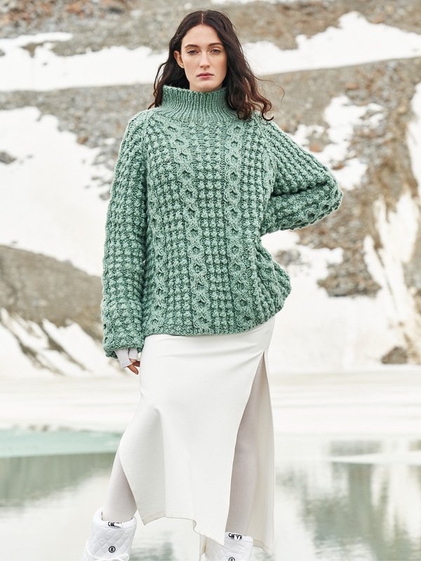 Strickanleitung: So lässig - der voluminöse Noppen-Zopfmuster-Pulli!