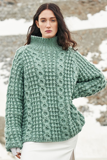 Strickanleitung: So lässig - der voluminöse Noppen-Zopfmuster-Pulli!