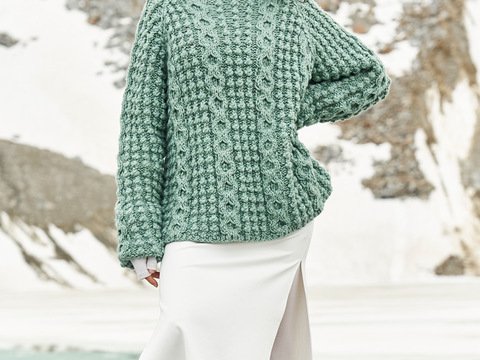 Strickanleitung: So lässig - der voluminöse Noppen-Zopfmuster-Pulli!