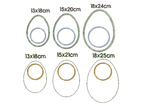 ITH Mug Rug Stickdatei Eiform blanko 3 Größen