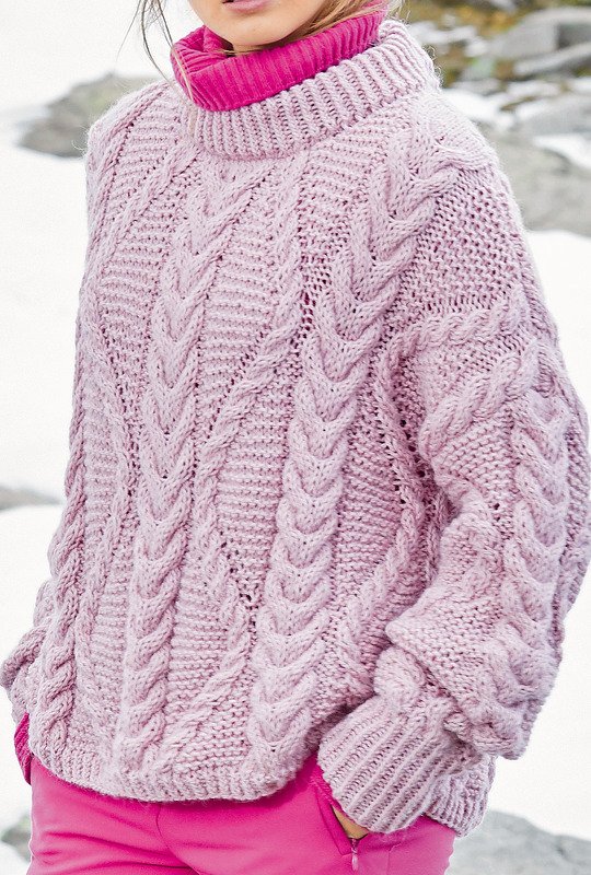 Strickanleitung: Oversize-Pulli mit Zöpfen in Rosa - Bild 2