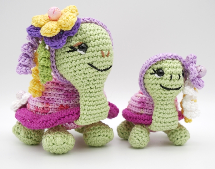 Häkelanleitung Schildkröten Mama mit Baby