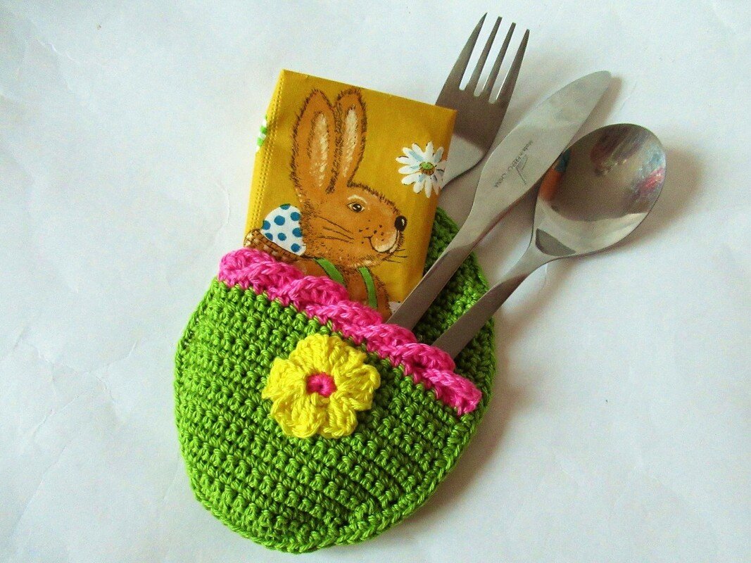 Häkelanleitung Bestecktasche Osterei