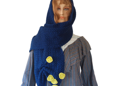 Anleitung Gehäkeltes Tuch/Schulterwärmer mit gehäkelten Blumen und Raffung