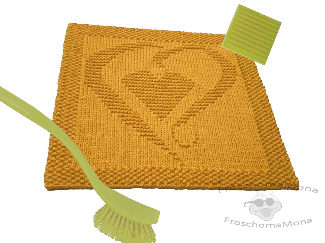 Spültuch Waschlappen „ Herz in Herz “ ideal als Dankeschön Strickanleitung - Bild 4