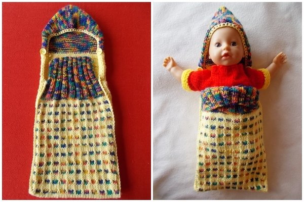Schlafsack für Puppen und Teddys bis 36 cm - Strickanleitung
