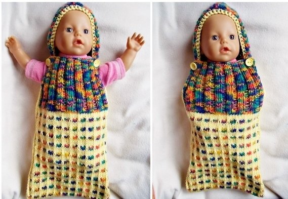 Schlafsack für Puppen und Teddys bis 36 cm - Strickanleitung - Bild 2
