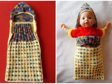 Schlafsack für Puppen und Teddys bis 36 cm - Strickanleitung