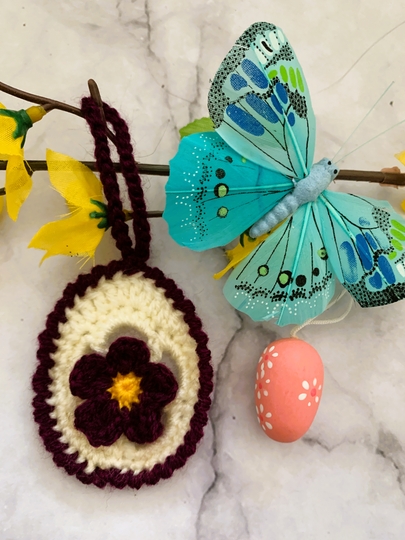 Ostereier mit Blümchen - Osterdeko, Anhänger, Schlüsselanhänger