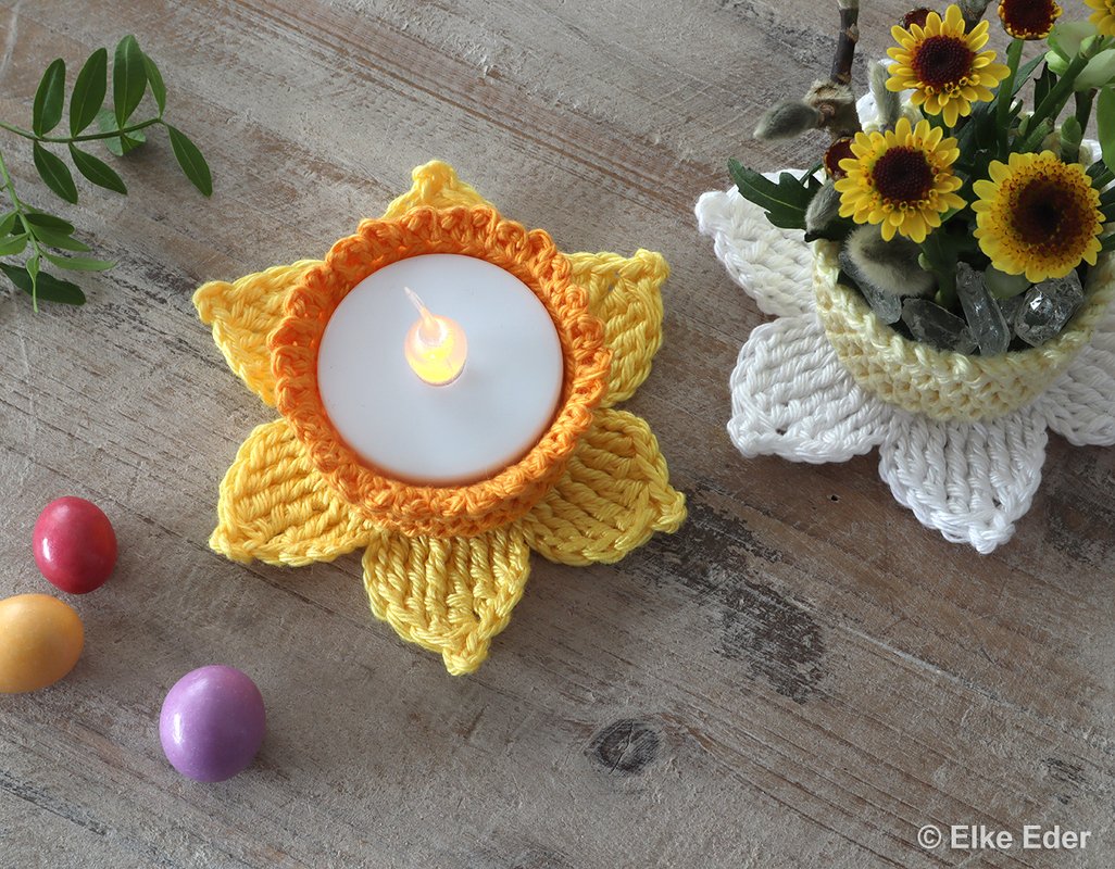 Daffodil, Narcissus – LED tealight holder, gift basket, easter decoration - Image 9