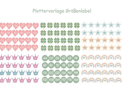 Plotterdatei Größenlabel verschiedene Motive
