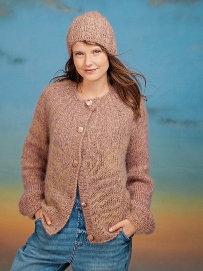 Strickanleitung: Jacke und Mütze mit Melange-Effekt