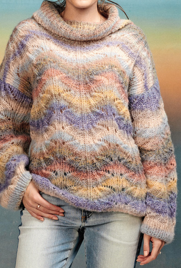 Strickanleitung: Ajourmuster-Pulli im Farbwechsel