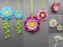 Hanging ornament decor large 3D flower - from scraps of yarn