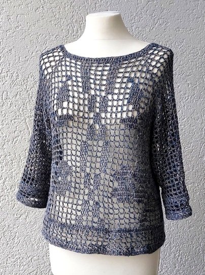 Shirt "Blumenmadl" häkeln, alle Größen, RVO