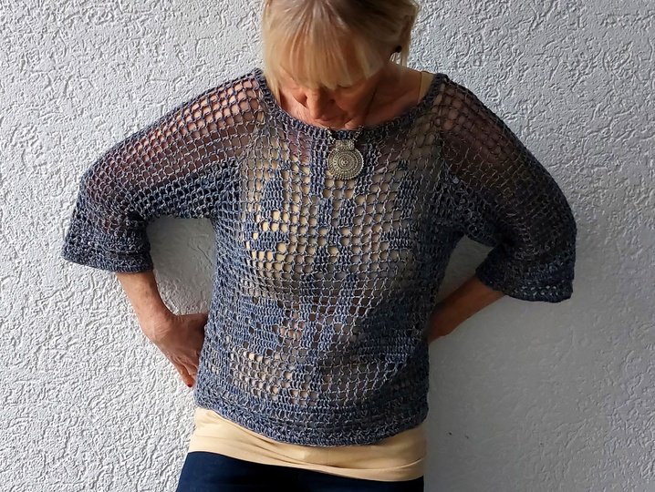 Shirt "Blumenmadl" häkeln, alle Größen, RVO