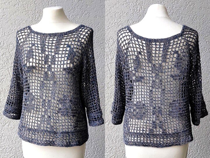 Shirt "Blumenmadl" häkeln, alle Größen, RVO