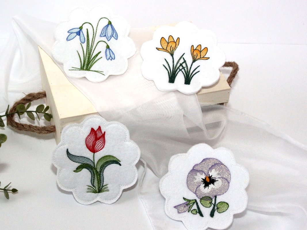 Stickdatei Untersetzer Frühlingsblumen Krokus Tulpe - Bild 6