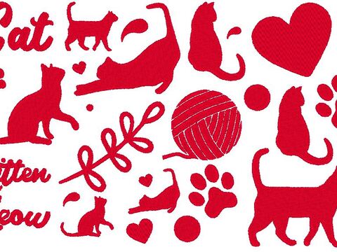 Katzen Liebe Silhouette - Stickdatei - mit Herz