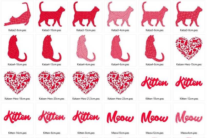 Katzen Liebe Silhouette - Stickdatei - mit Herz