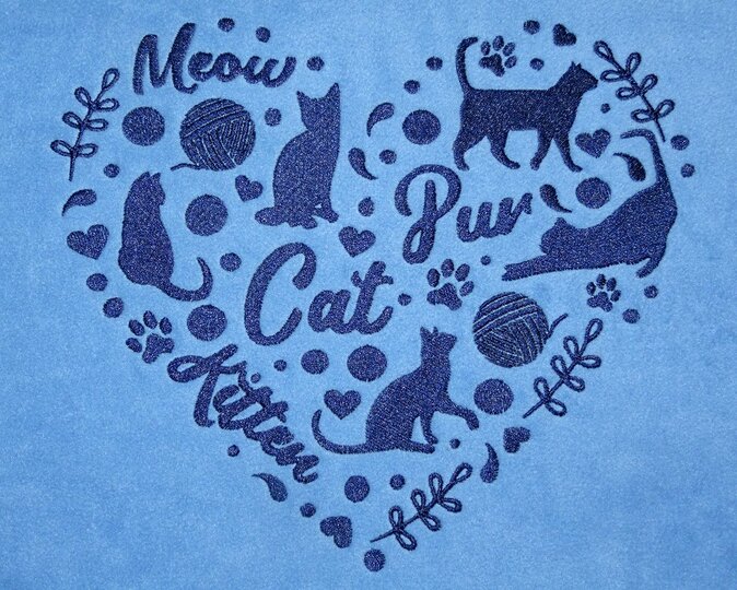 Katzen Liebe Silhouette - Stickdatei - mit Herz