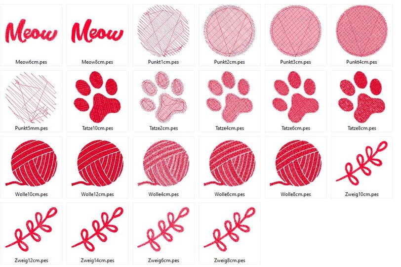 Katzen Liebe Silhouette - Stickdatei - mit Herz