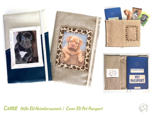 CAIRDE Cover for EU Pet Passport sewing pattern for fraying fabrics