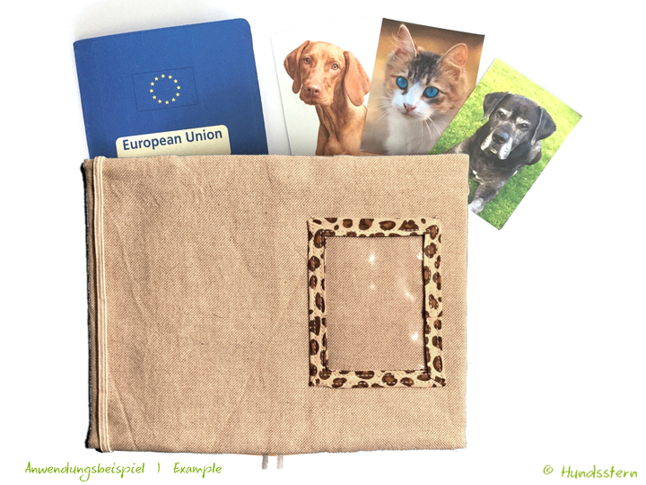 CAIRDE Cover for EU Pet Passport sewing pattern for fraying fabrics