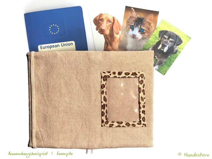 CAIRDE Cover for EU Pet Passport sewing pattern for fraying fabrics