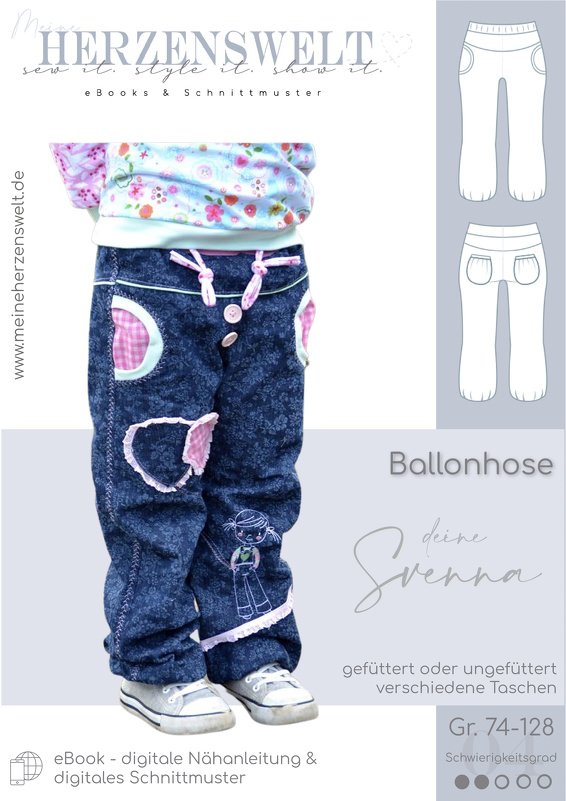 Ballonhose Kinder – Schnittmuster Gr. 74-128 – Svenna Kids