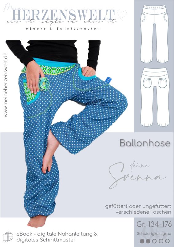 Ballonhose Kinder – Schnittmuster Gr. 134-176 – Svenna Teens
