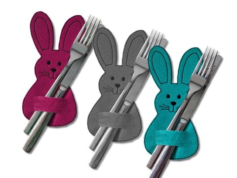 Stickdatei Bestecktasche Rahmen 13 cm x 18 cm, Osterhase
