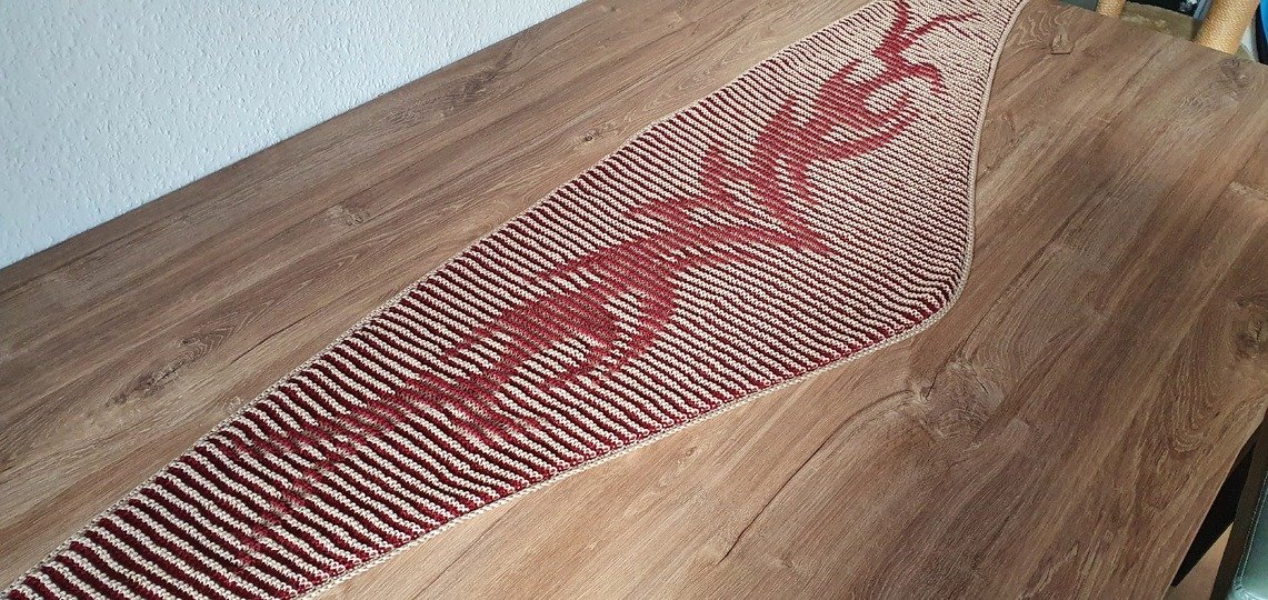 Tribal, flaches Tuch, Schattenstricken, Illusionsstricken, Motivtuch