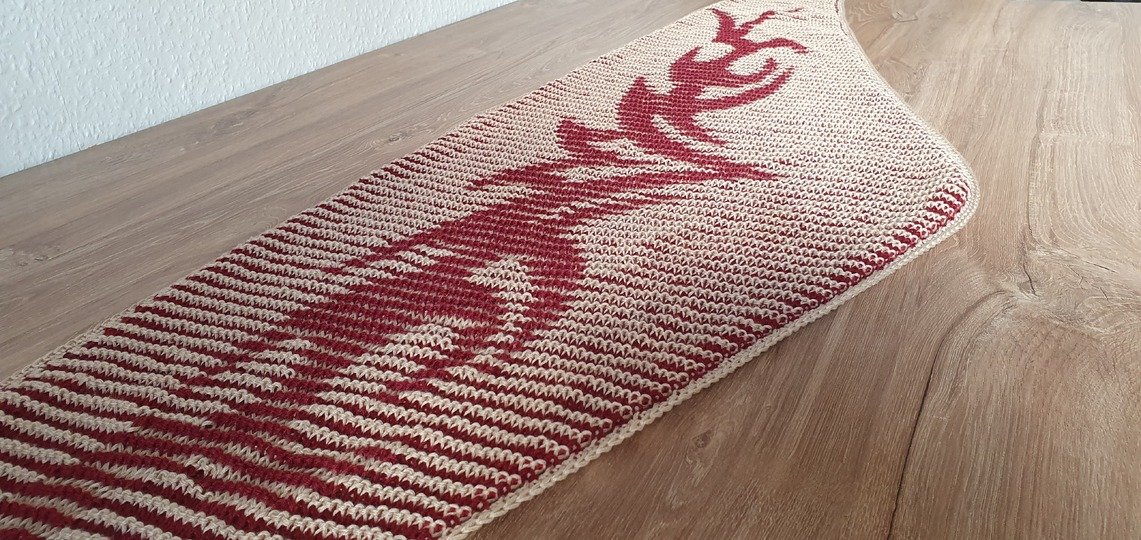 Tribal, flaches Tuch, Schattenstricken, Illusionsstricken, Motivtuch