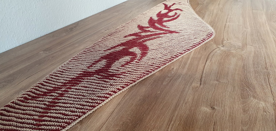 Tribal, flaches Tuch, Schattenstricken, Illusionsstricken, Motivtuch