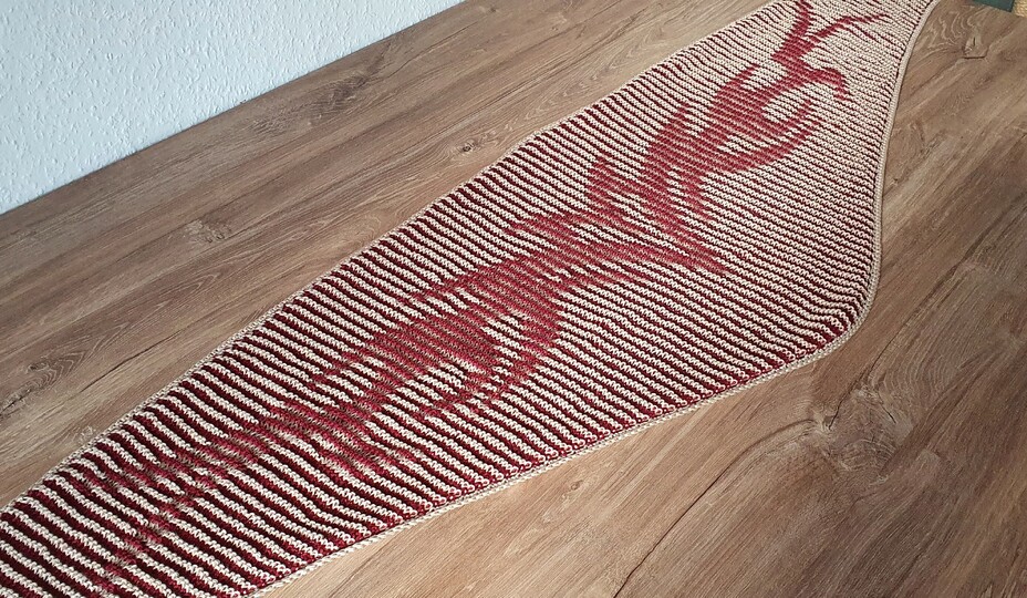 Tribal, Shadow Knitting, Illusion Knitting, Flat Motif Shawl