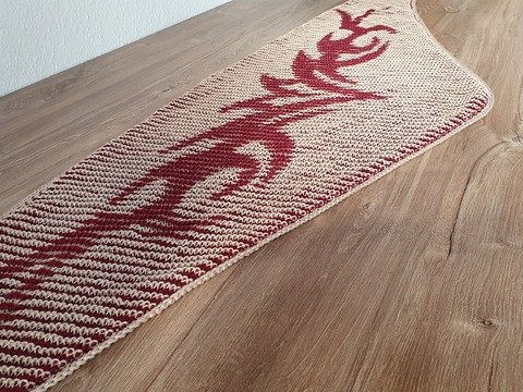 Tribal, flaches Tuch, Schattenstricken, Illusionsstricken, Motivtuch