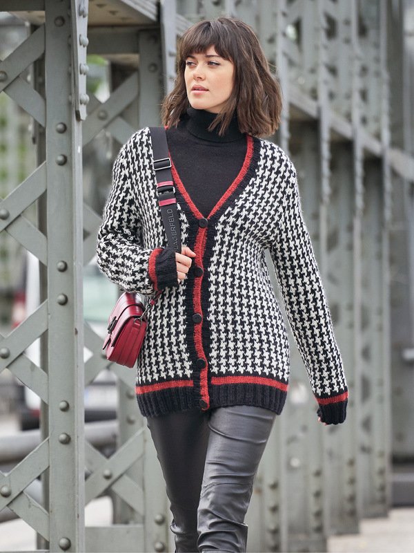 Strickanleitung: Lässiger Cardigan mit Hahnentrittmuster