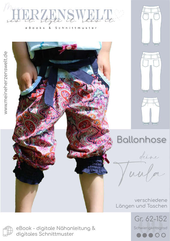 Hose Kinder – Schnittmuster Gr. 62-152 – Tuula