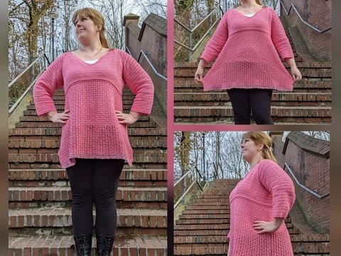 Cinderella - Tunika-Pulli-Kleid häkeln in allen Damengrößen - im RVO