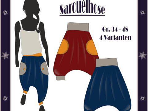 Nähanleitung Schnittmuster Sarouelhose Gr. 34 - 48