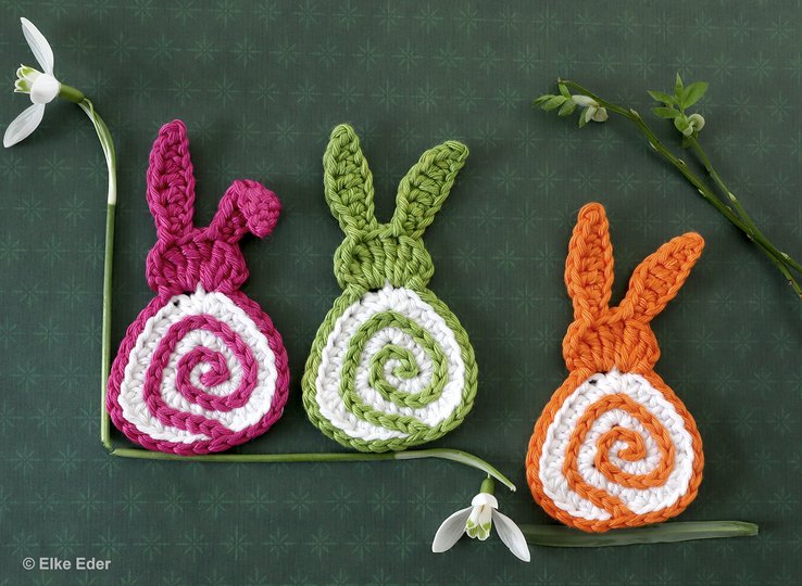 "Hasi Spirelli" - Osterdeko, Anhänger, Applikation, Taschenbaumler