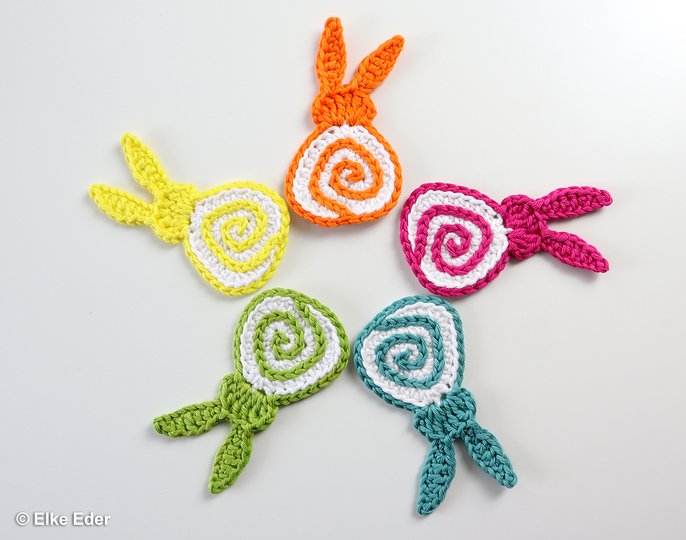 "Hasi Spirelli" - Osterdeko, Anhänger, Applikation, Taschenbaumler