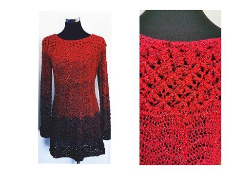 Pullover oder Minikleid "Karfunkel", Häkelanleitung