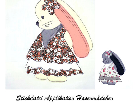 Stickdatei Applikation Hasenmädchen