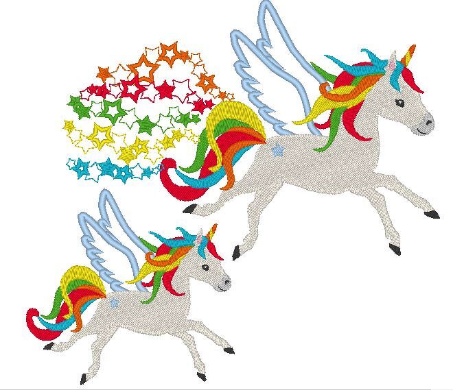 Stickdatei Pegasus Einhorn Pferd mit Sternenschweif - Bild 2